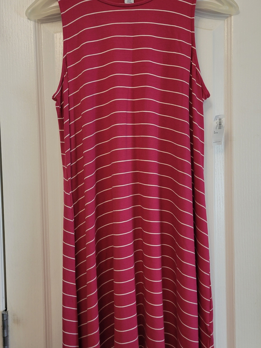 Old Navy Fuchsia & White Striped Sleeveless Swing Dress
